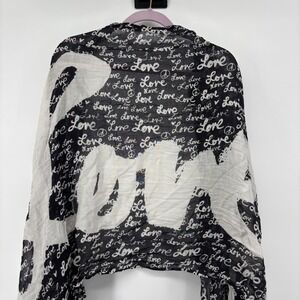 Made of Me Black White Love Peace Sign Graphic Oversized Wrap Scarf 80x28